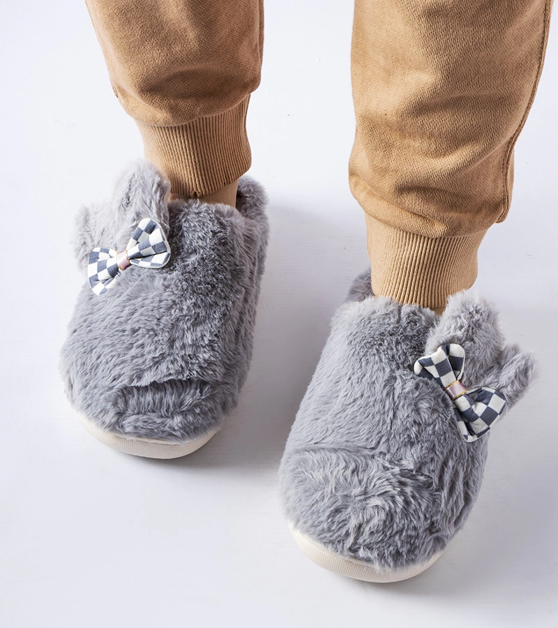 Sivé tepané dámske papuče s ušami Buga