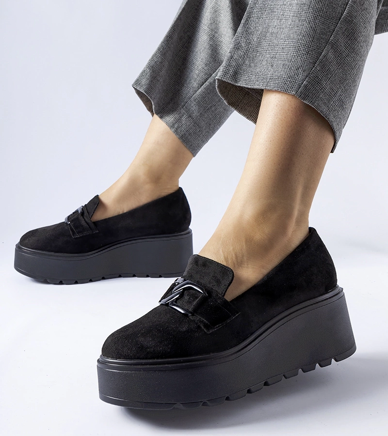 Čierne mokasíny na platforme Medical