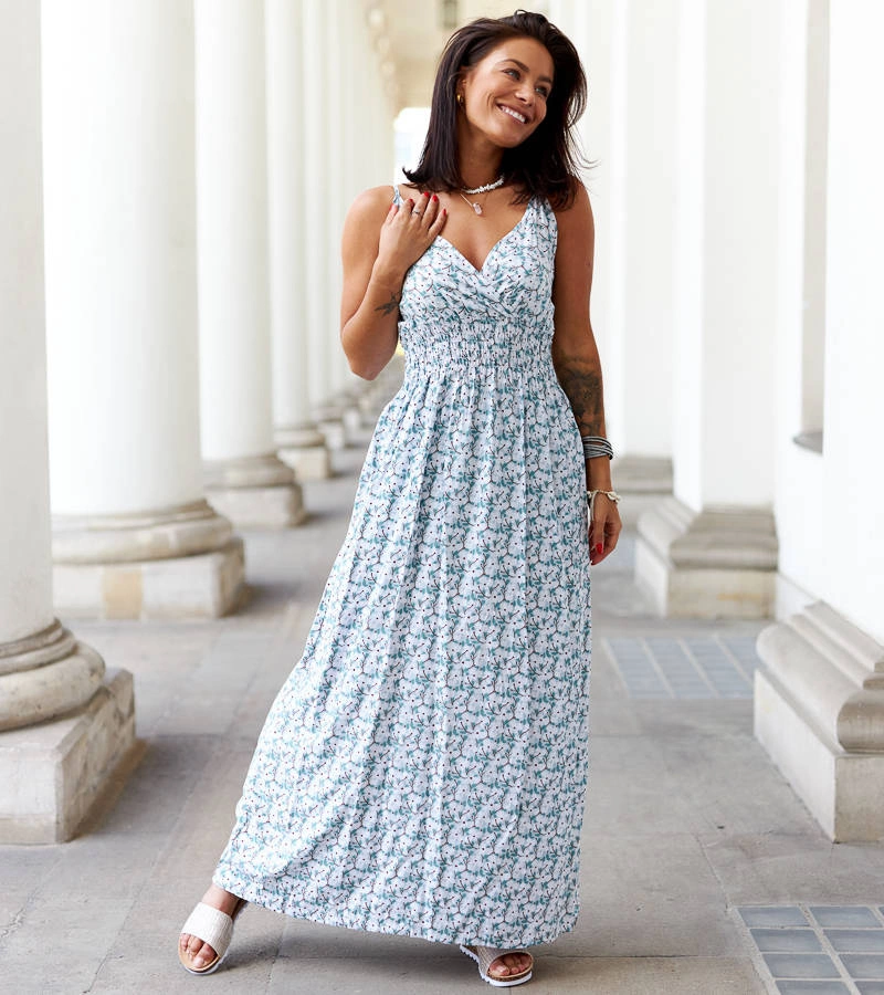 Zelené kvetinové maxi šaty Jolanda