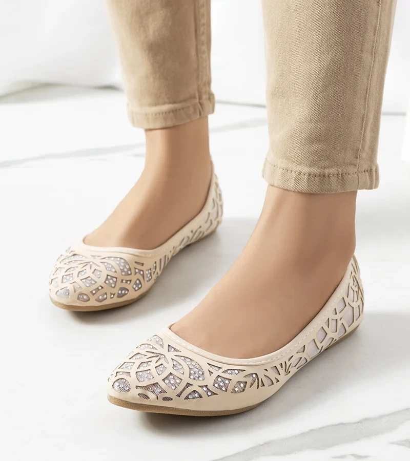 Béžové ažurové baleríny Lavarin