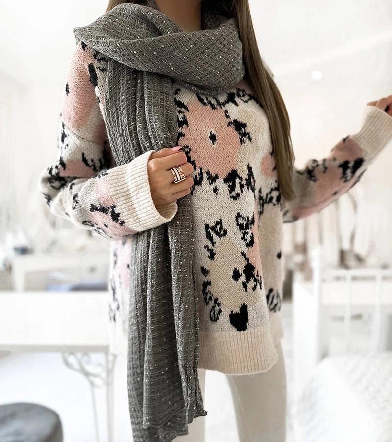 Šedý bodkovaný šál Khalil