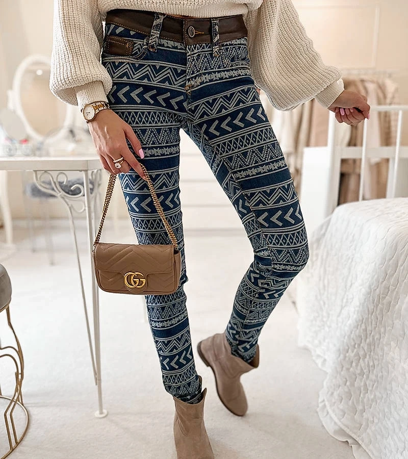 Modré prešívané nohavice Turgeon