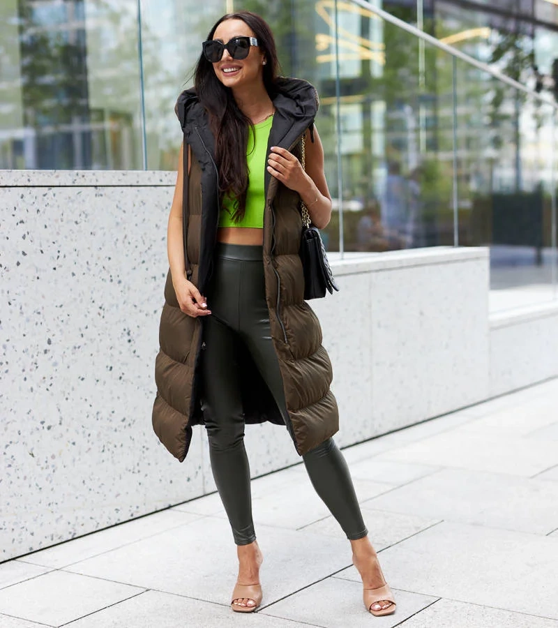 Sopra zeleno-čierna obojstranná dlhá vesta