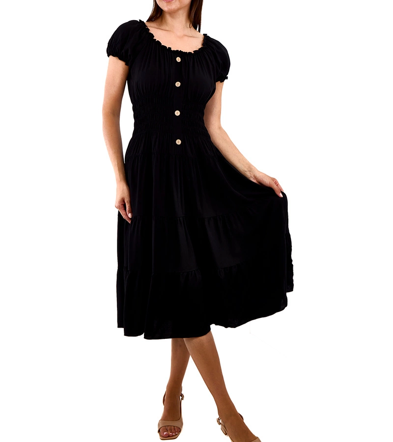 Čierne midi šaty s mašličkami Tarano