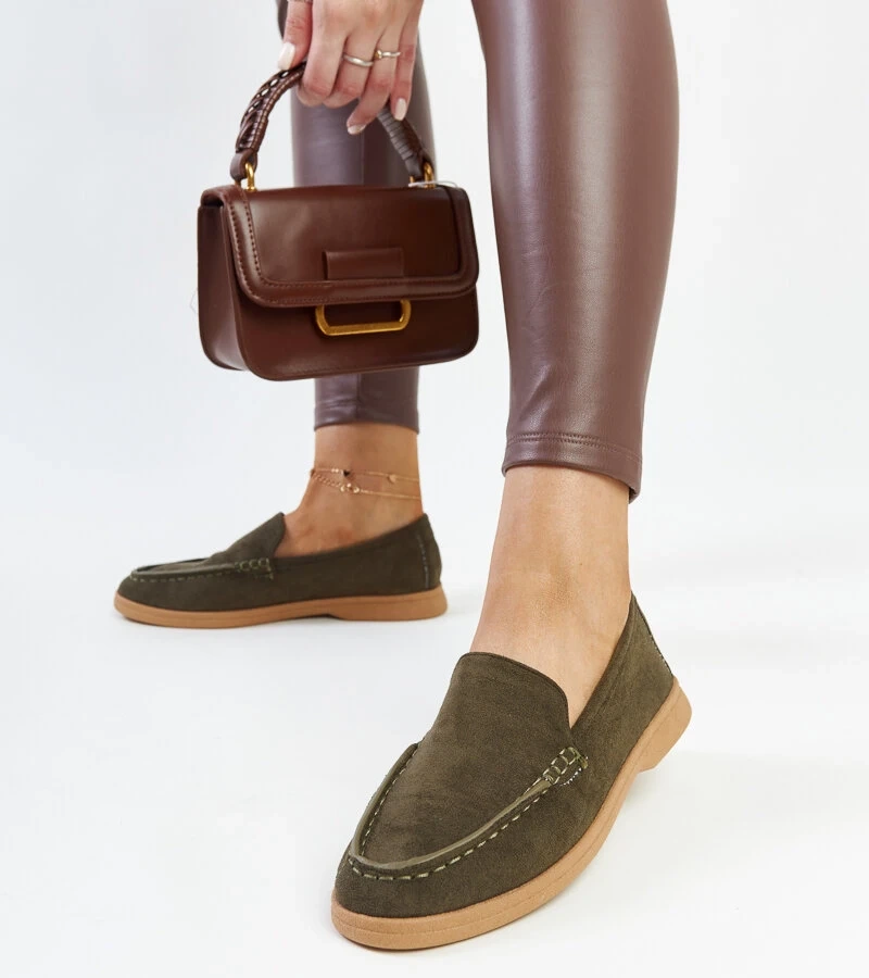 Tmavozelené semišové poltopánky Rumay