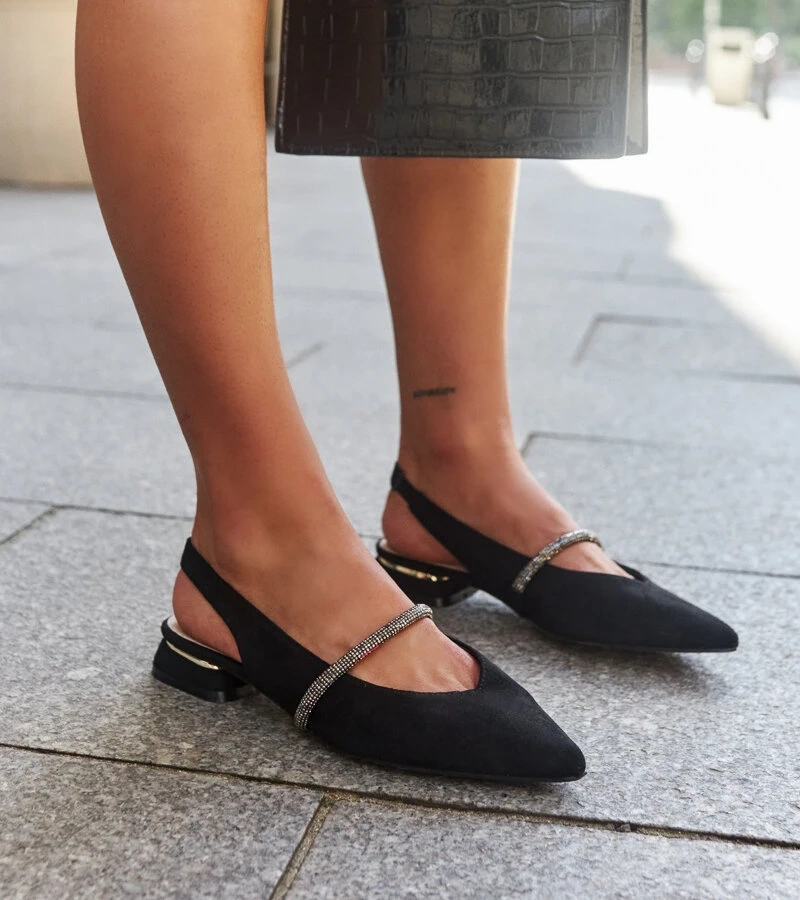 Čierne baleríny s koženou vložkou od Morcosa