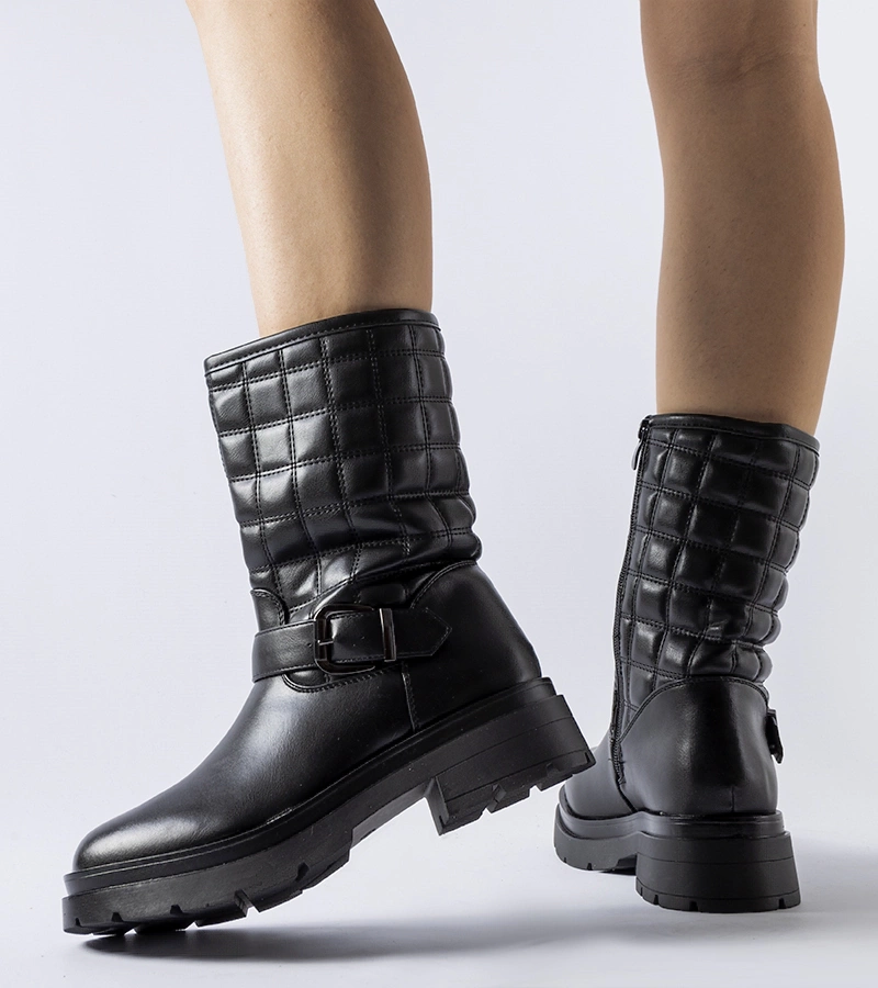 Čierne čižmy Tayyib 3340 BLACK s nízkym podpätkom