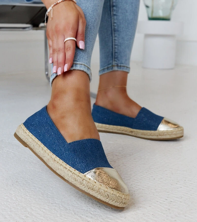 Modro-zlaté trblietavé espadrilky Surana
