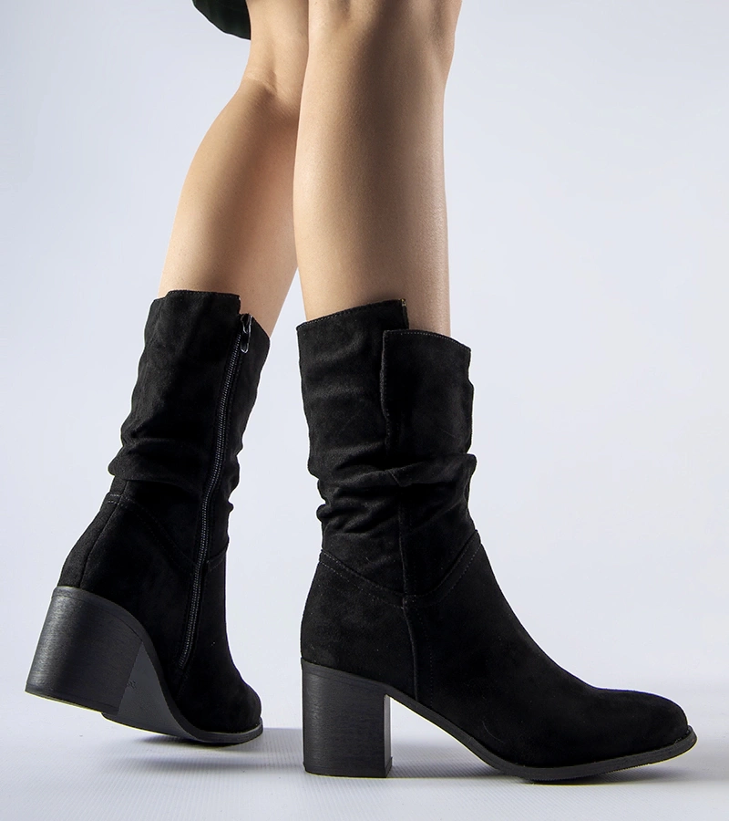 Čierne vyhrievané cowboy čižmy na podpätku Filomena