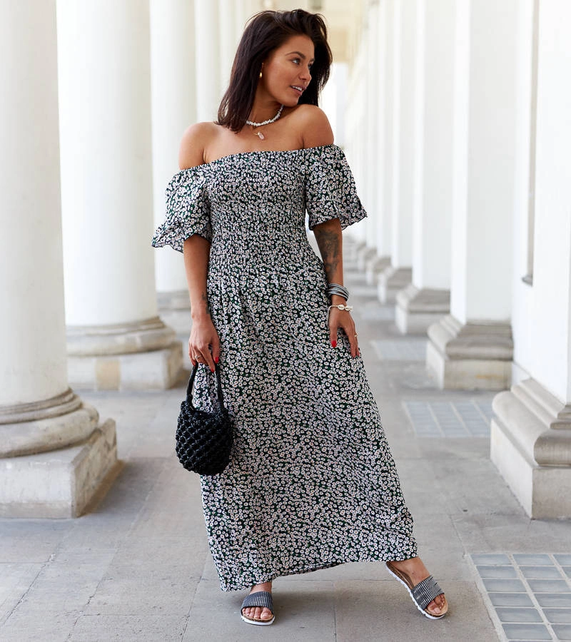 Čierne kvetinové midi šaty od značky Lioba