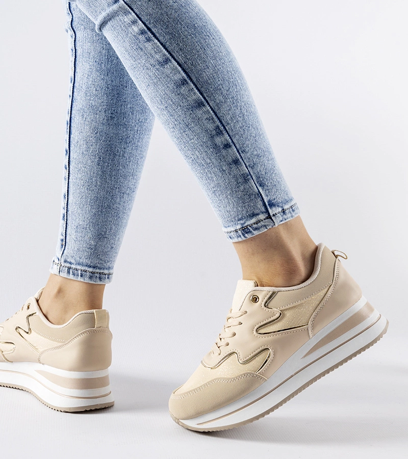 Bežové tenisky na platforme Inès