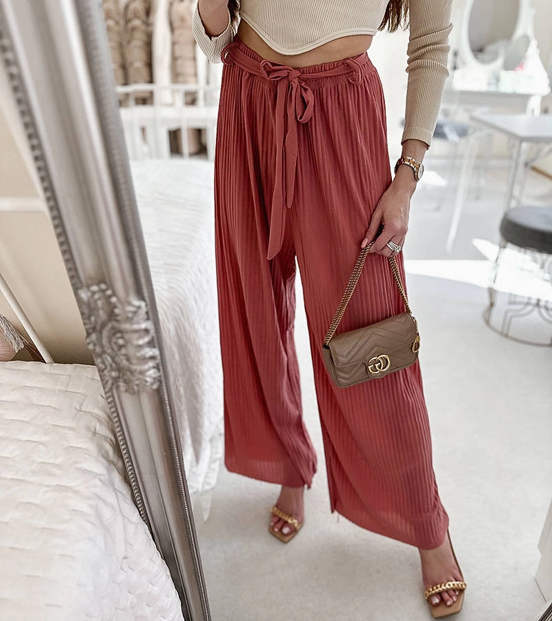 Ružové plisované nohavice Claudette