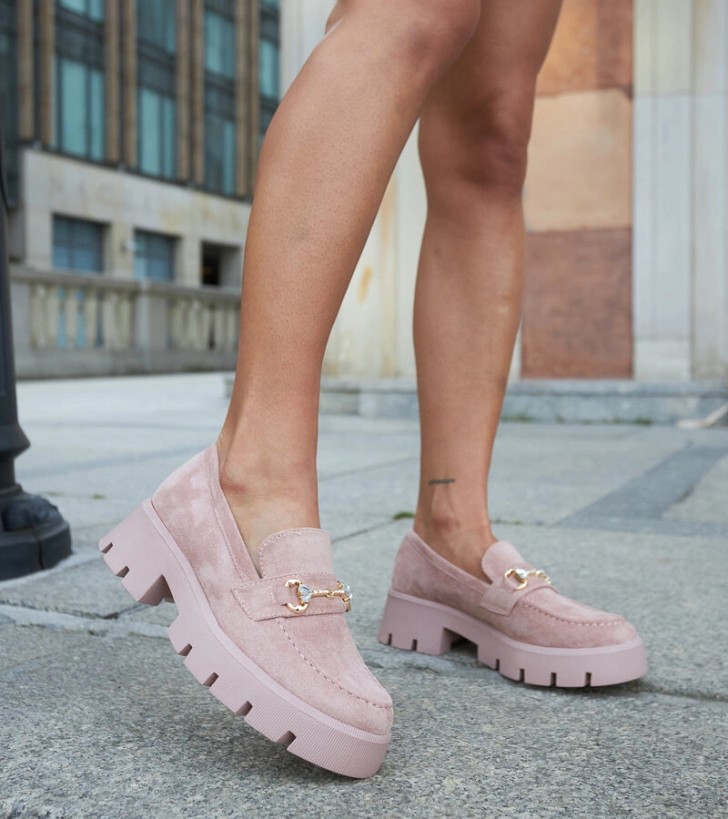 Ružové mokasíny s prackou a zirkónmi Gaiola