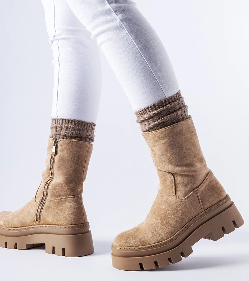 Hnedé zateplené topánky s masívnou platformou Umber.