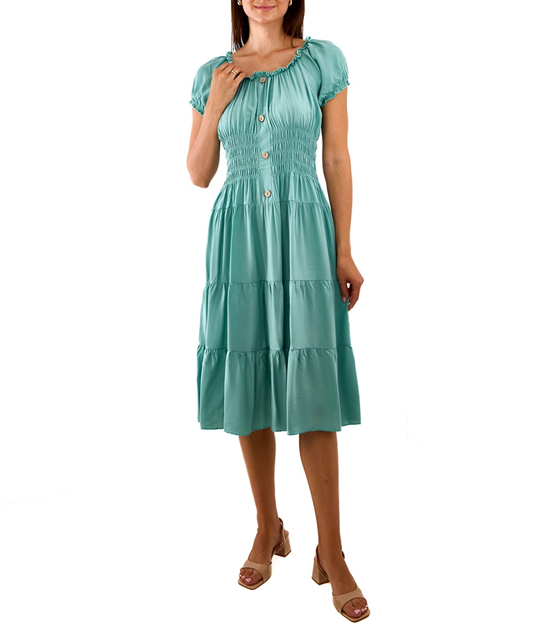 Zelené midi šaty s vreckami Tarano