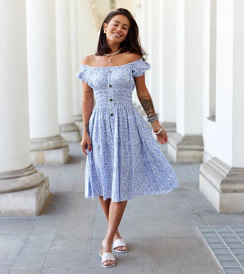 Fialové kvetinové midi šaty značky Bresciana