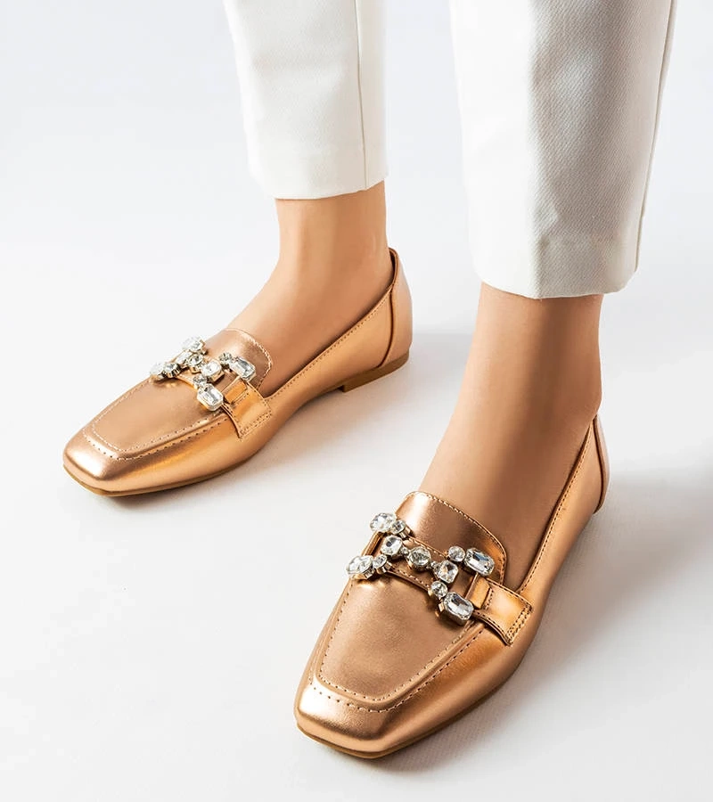 Ružovo-zlaté mokasíny so zirkónmi Marechal