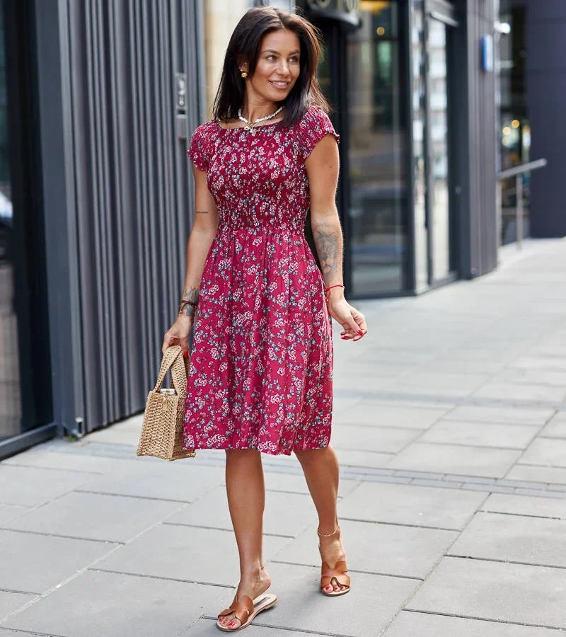 Bordové kvetinové šaty Irma