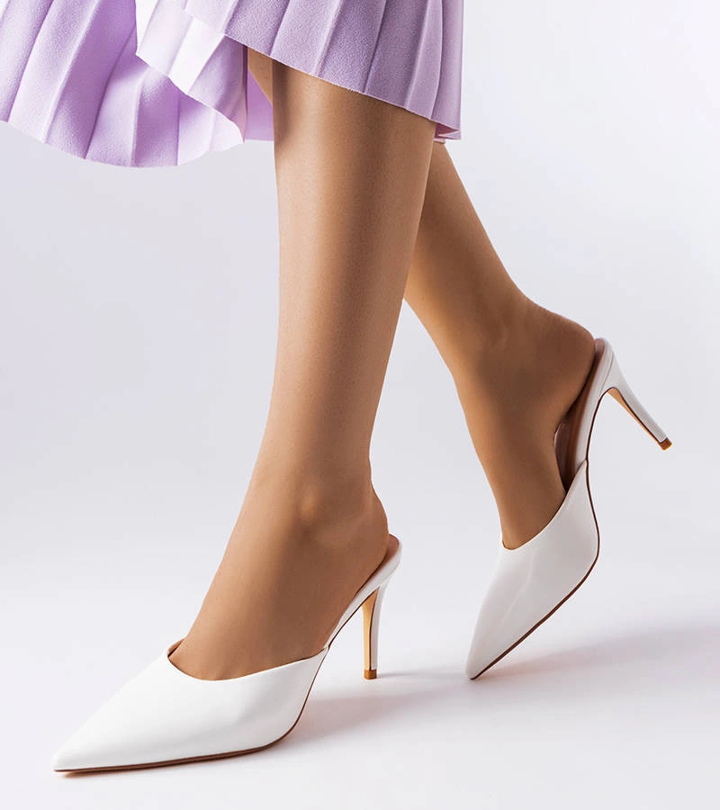 Biele žabky Drainer stiletto