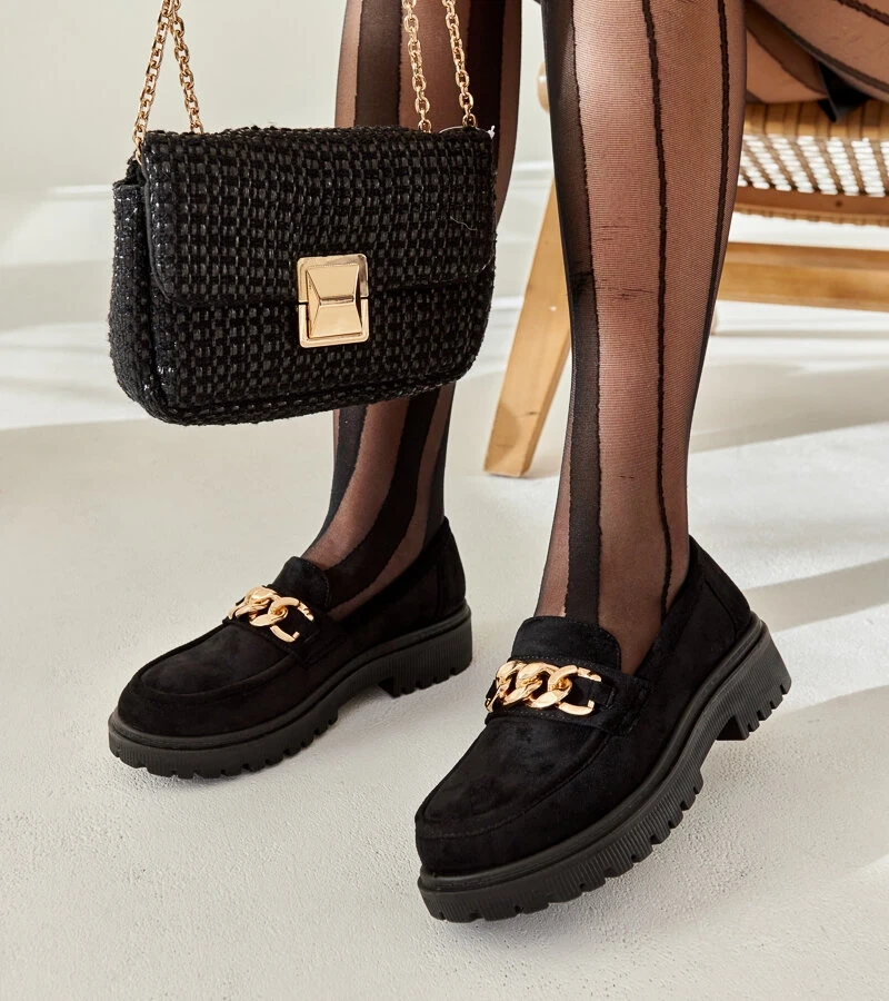 Čierne semišové mokasíny Elenor