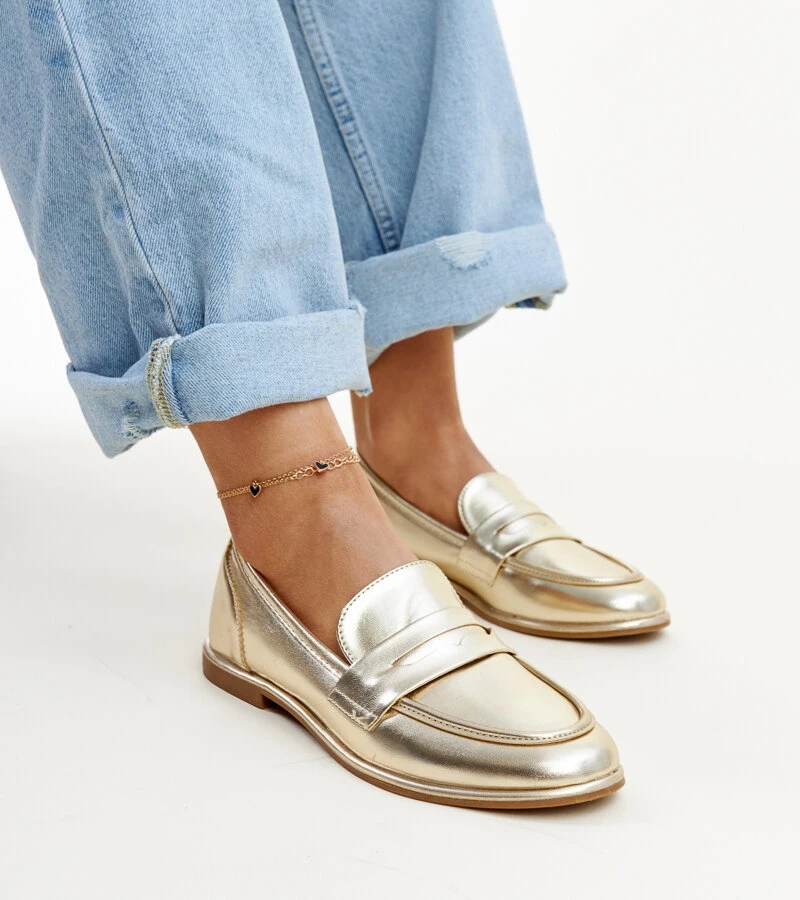 Zlaté klasické mokasíny Nasia