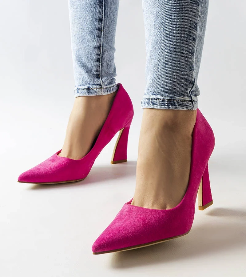 Ružové asymetrické lodičky na podpätku Linda