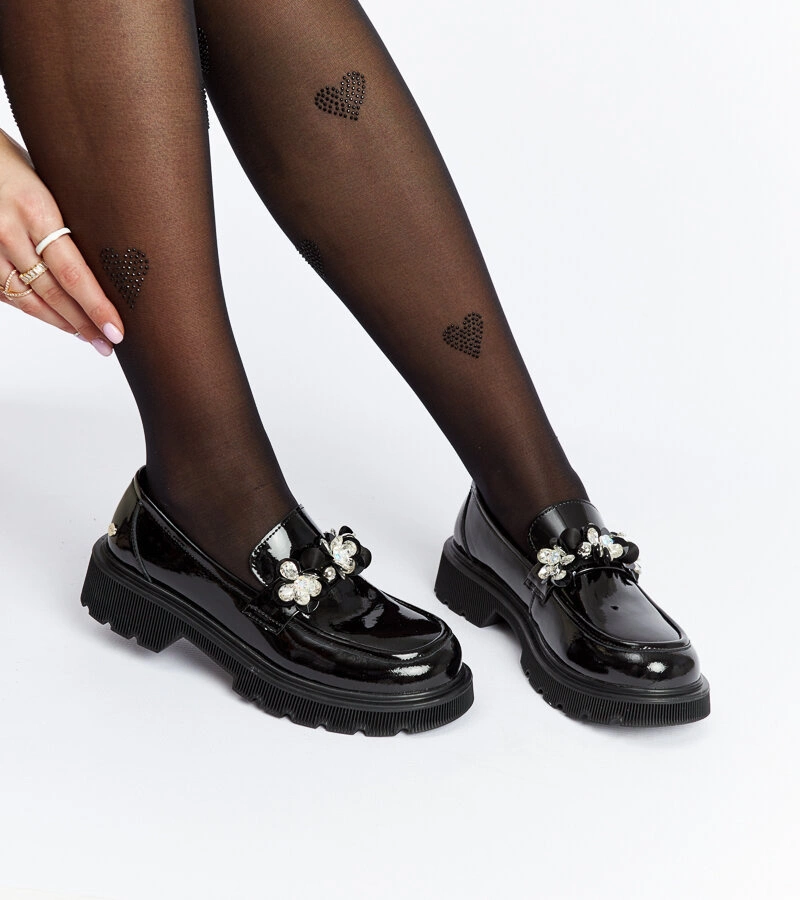 Čierne lakované kožené mokasíny GOE NN2N4200