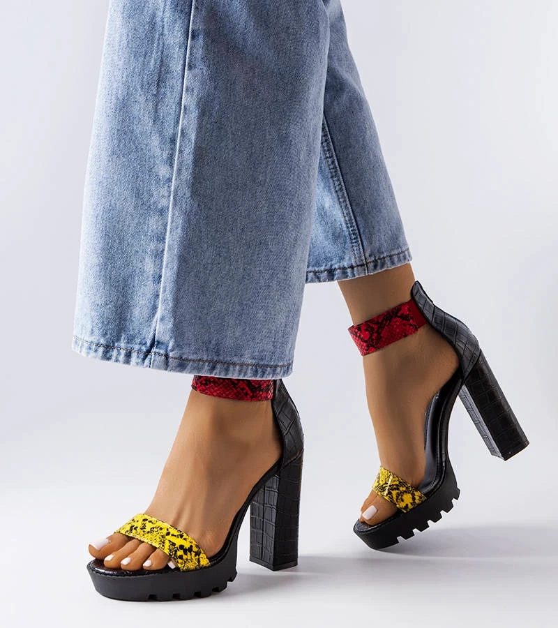 Knoxville žlté sandále s potlačou hadej kože