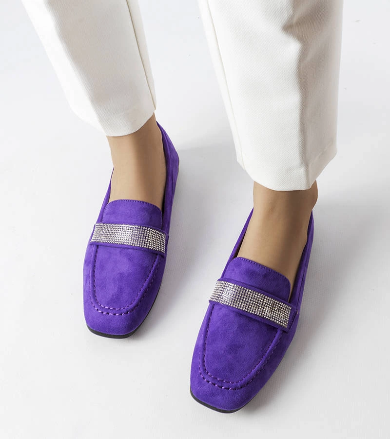 Mignonette fialové mokasíny so zirkónmi