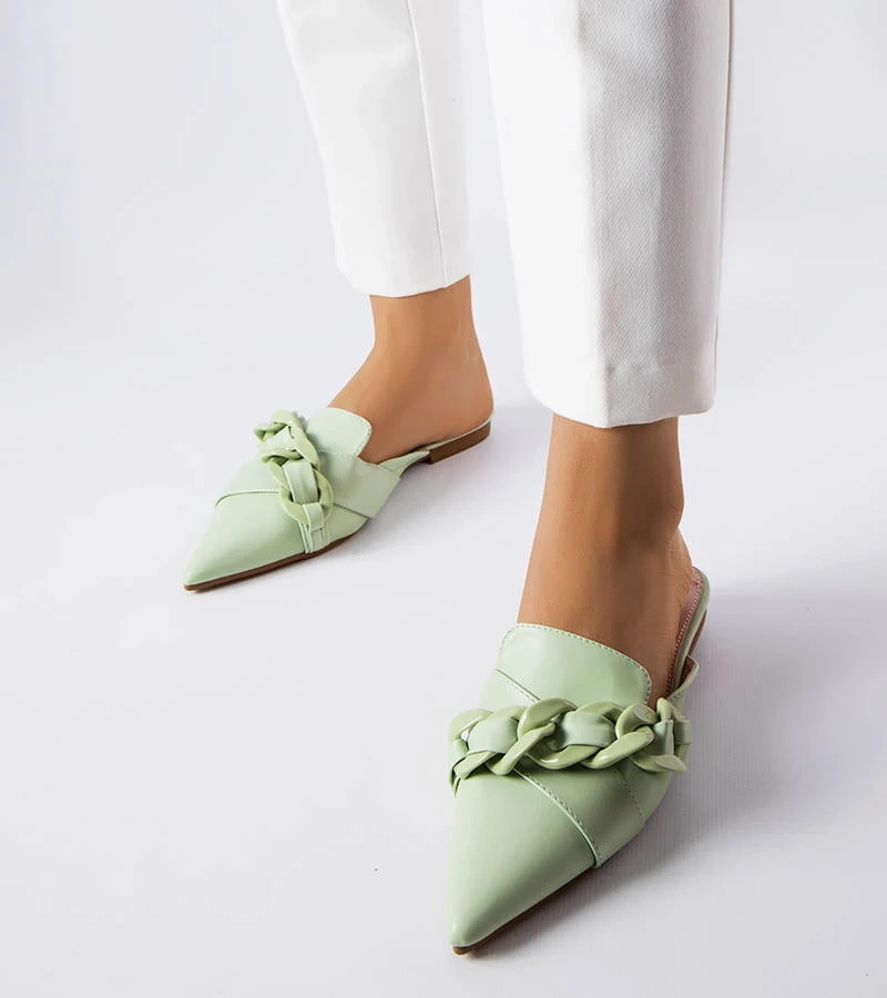 Zelené elegantné žabky s retiazkou Patenaude