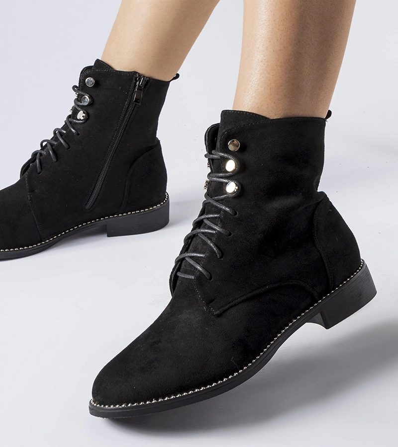 Čierne zateplené členkové čižmy z eko-zamšu Carpanzano