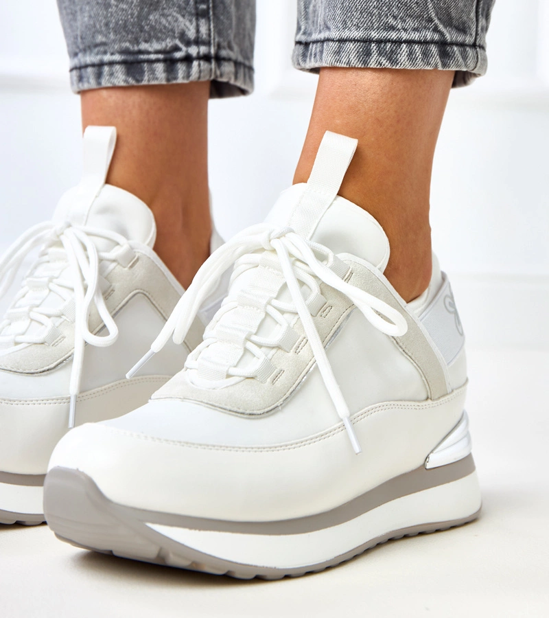 Biele tenisky na skrytom klinovom podpätku Ramona