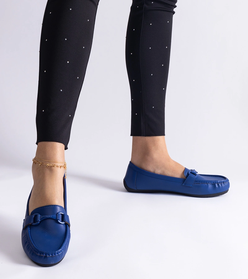 Modré klasické mokasíny z eko kože Pelayo