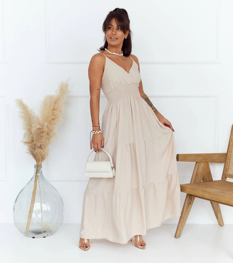 Béžové maxi šaty v boho štýle od Trill