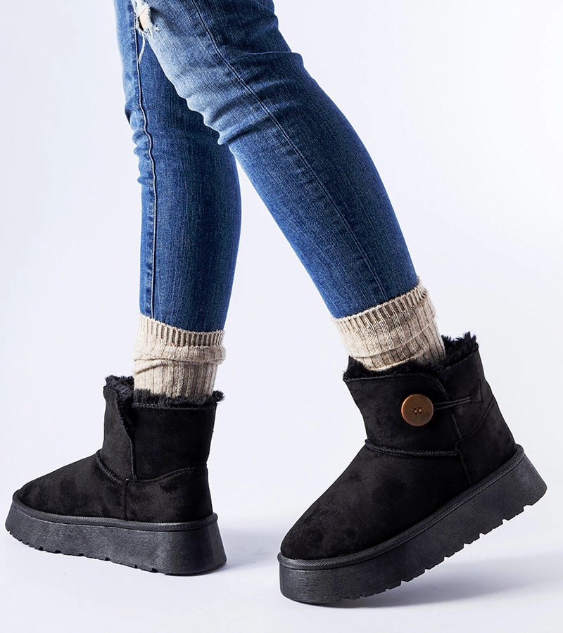 Čierne zateplené snehule s gombíkom Ronco