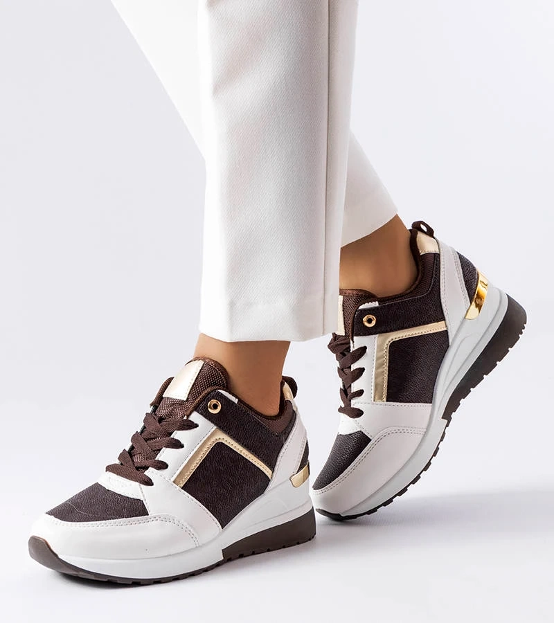 Hnedé a biele tenisky s podpätkami Desche