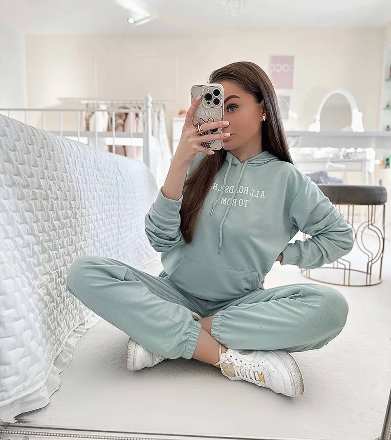 Zelená 2-dielna súprava s kapucňou Alcide