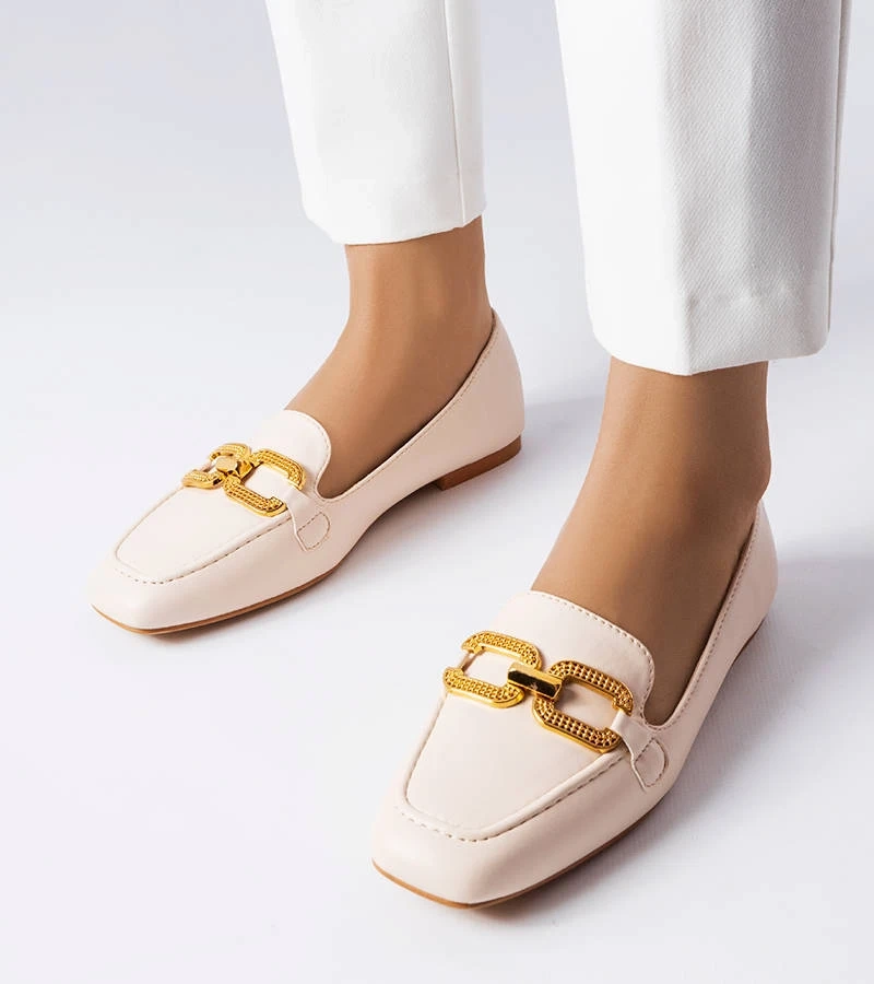 Béžové mokasíny s prackou Rousseau