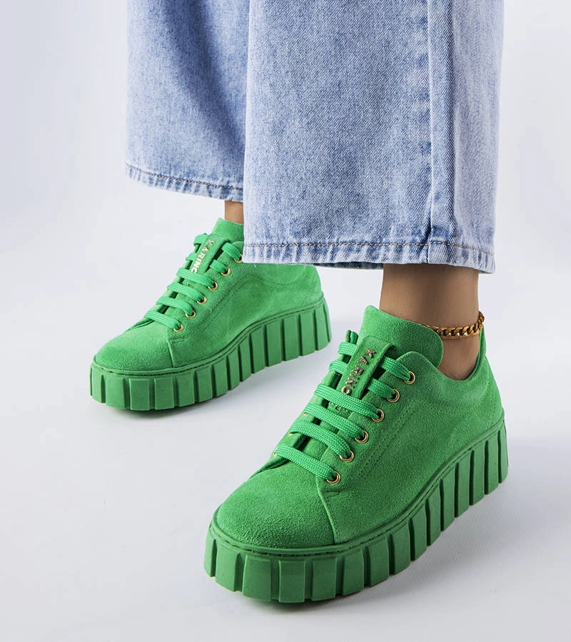 Zelené semišové poltopánky Karino