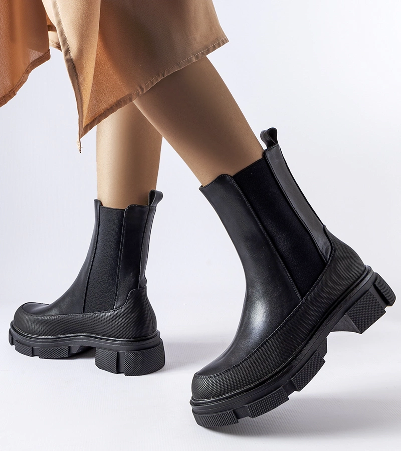 Čierne čižmy s elastickým zvrškom Faisal