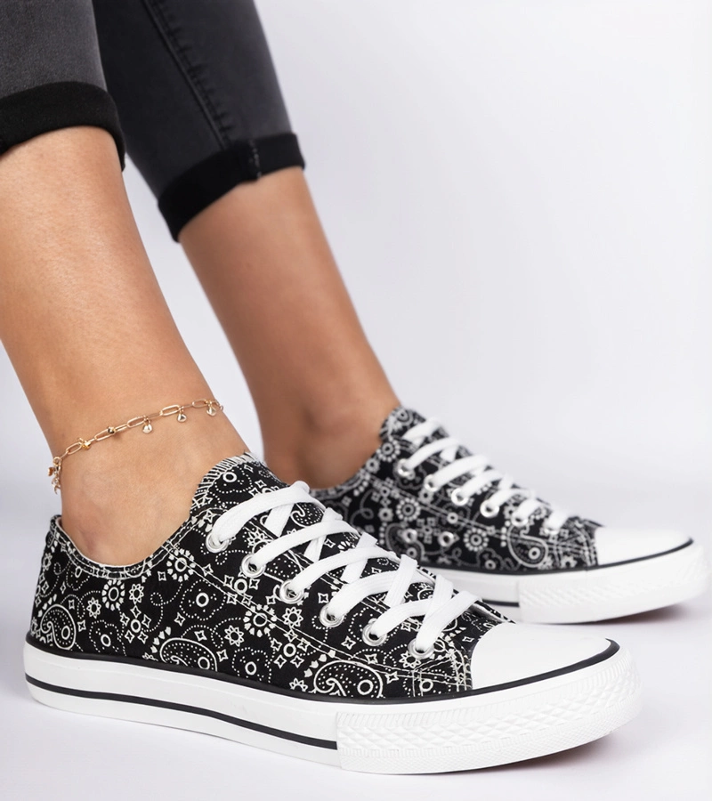 Čierne dámske plátenky v aztéckom štýle Kalusa