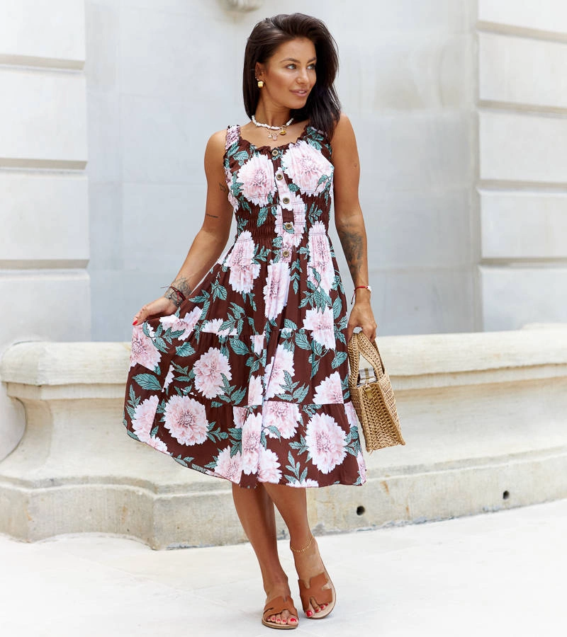 Hnedé kvetinové šaty od Coraline