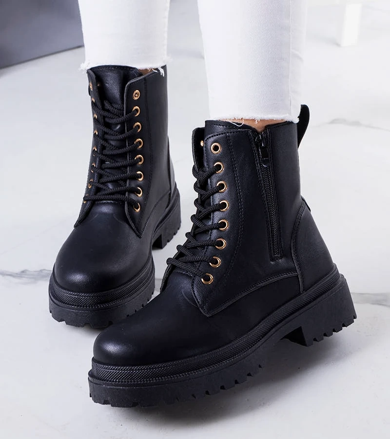 Čierna botki na módnej podrážke Ali