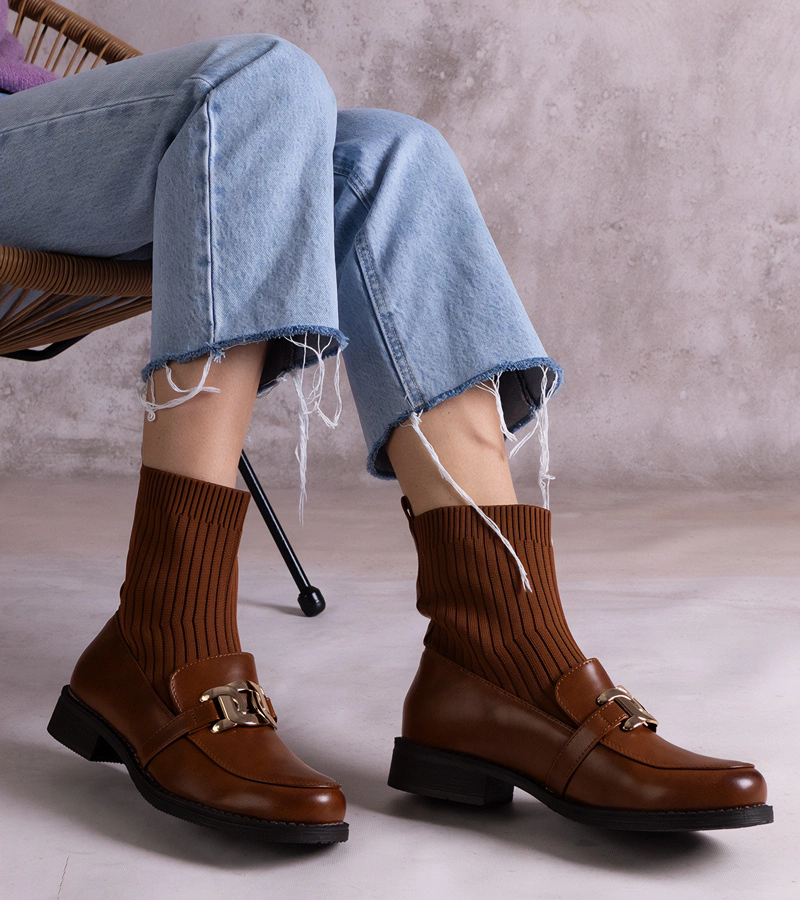 Hnedé členkové topánky s textilným zvrškom Kris