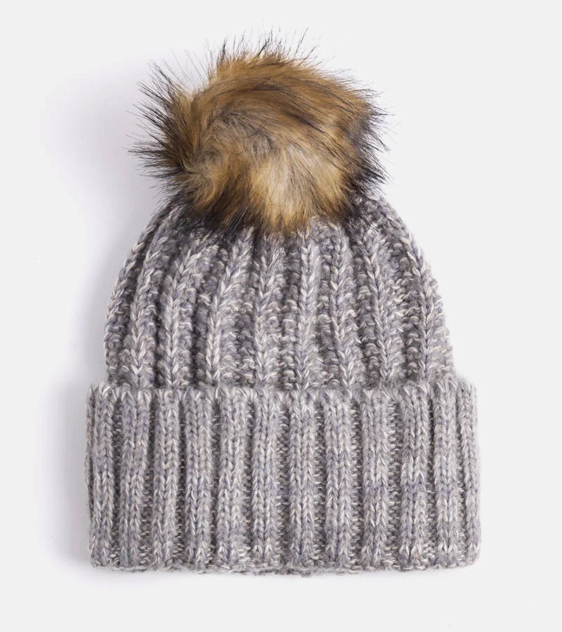 Szara czapka damska z pomponem Thalia