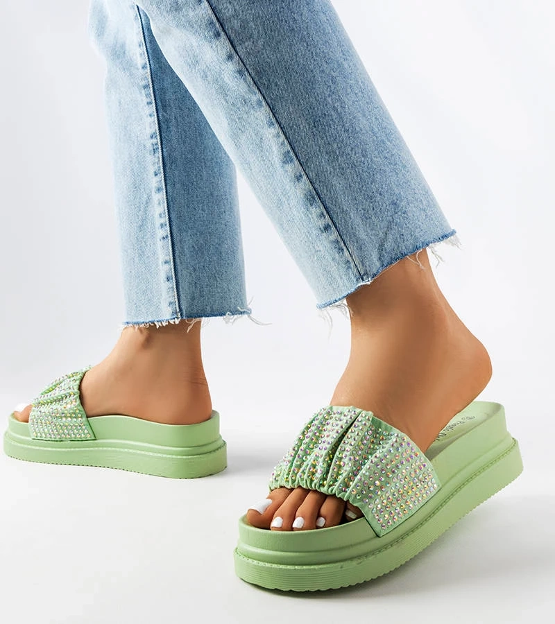 Zelené žabky so zirkónmi Franet