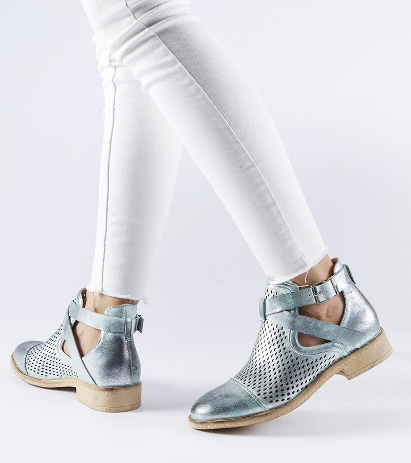 Zelené čipkované výrazne vystrihnuté čižmičky Kooter