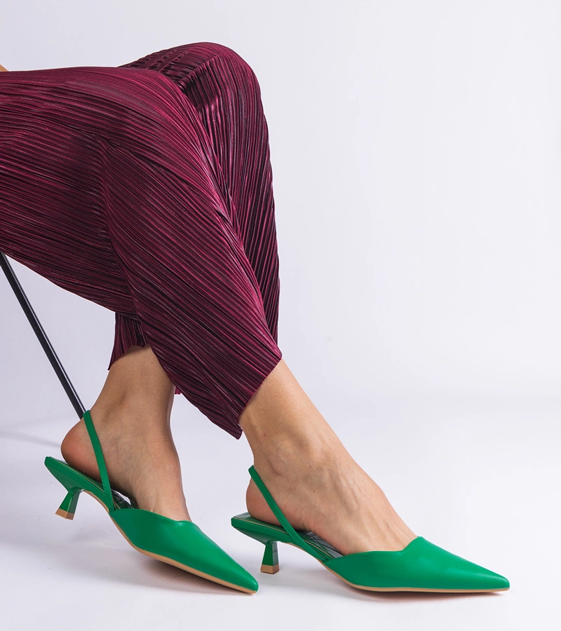 Zelené lodičky kačičky s otvorenou pätou Mikado