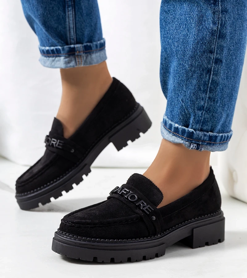 Čierne mokasíny s traktorovou podrážkou Gosens