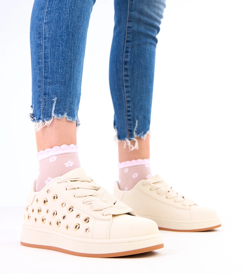 Béžové tenisky na platforme s nitmi Adelis